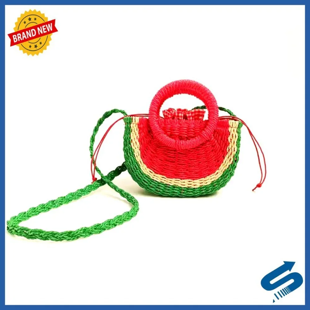 Rattan Straw Tote Bag Hand-Woven Retro Semi-Circle Crossbody Shoulder Bag